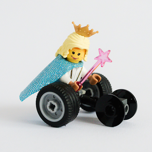#ToyLikeMe makeover image showing Lego wheelchair mini-figure fairy with wheelchair.