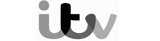 ITV logo in grey and white.