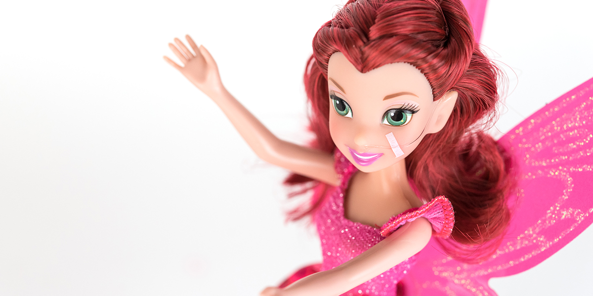#ToyLikeMe makeover image showing Disney fairy Rosetta who has a nasal feeding tube.