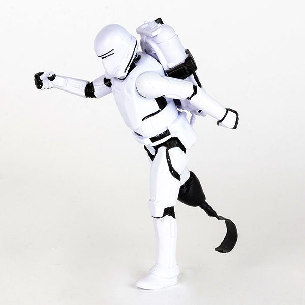 #ToyLikeMe makeover image showing Star Wars Storm Trooper with a model prosthetic blade.